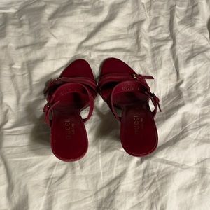 Red leather sandals